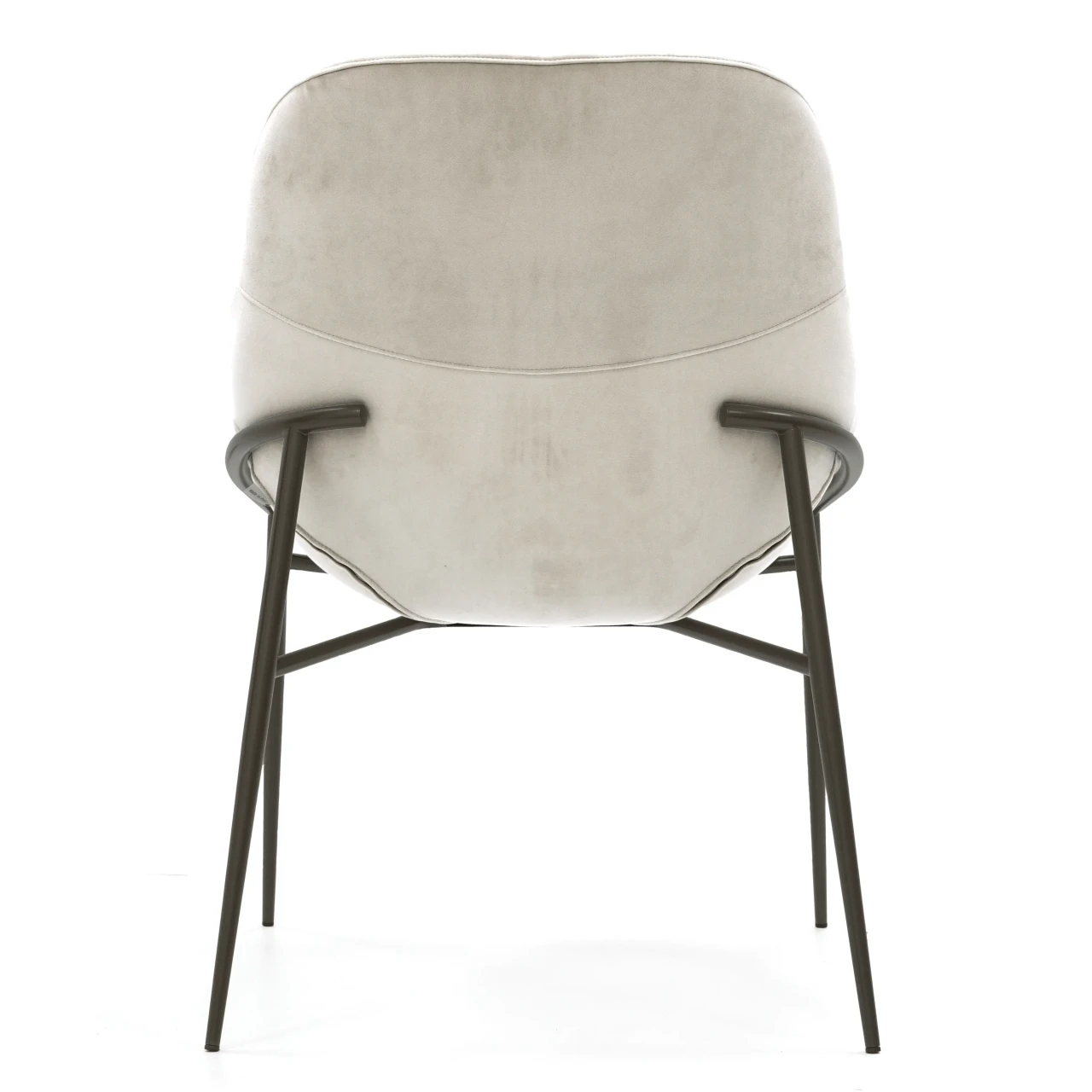 VANILLA - Bontempi Casa Amelie Dining Chair in Vanilla Bouquet Fabric and Dark Brass Frame, rear view.