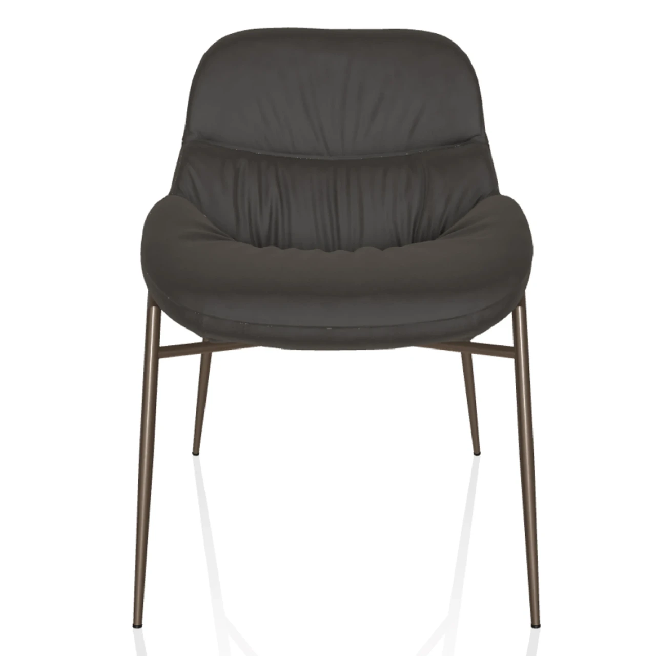 ANTHRACITE - Bontempi Casa Amelie Dining Chair in Anthracite Bouquet Fabric with Dark Brass Frame, front view.