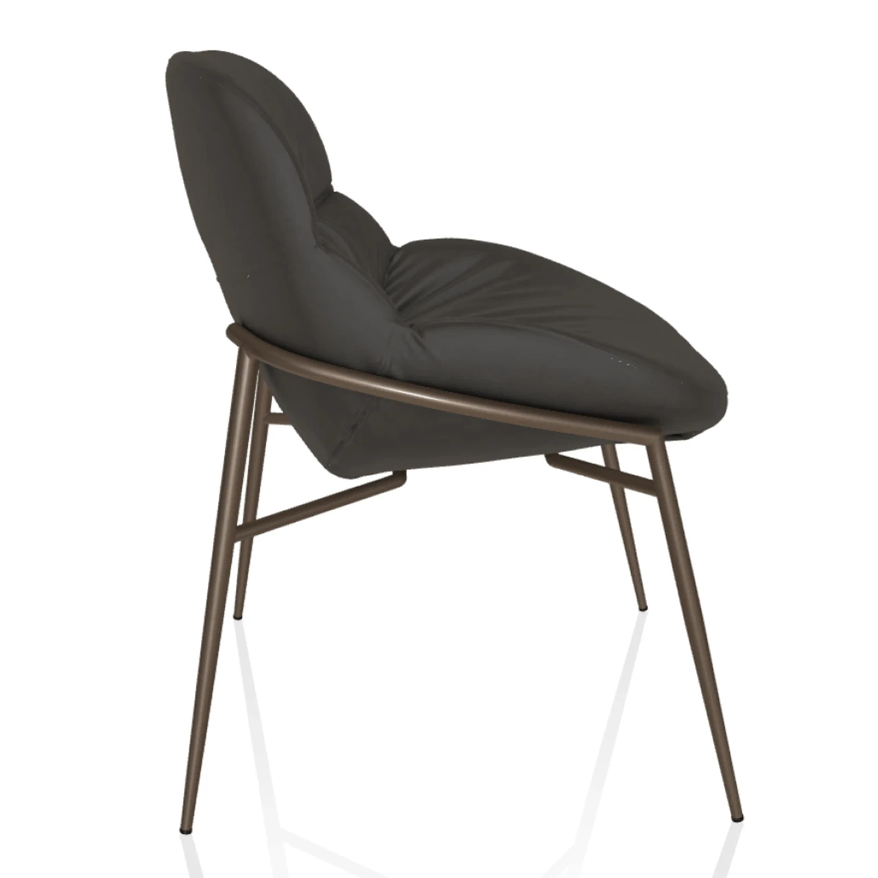 ANTHRACITE - Bontempi Casa Amelie Dining Chair in Anthracite Bouquet Fabric with Dark Brass Frame, side view angle