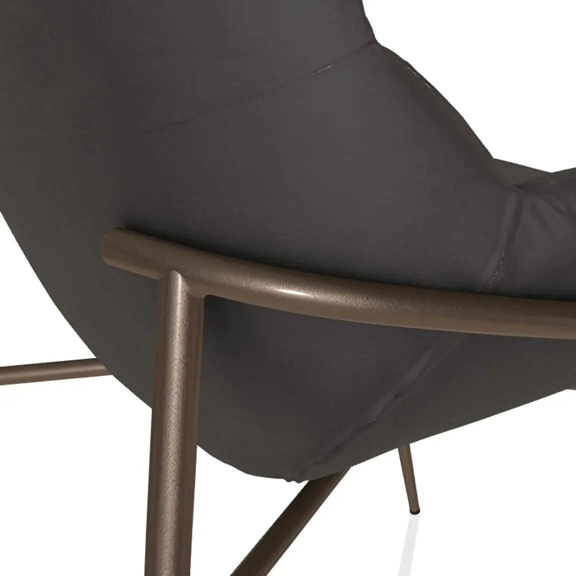 ANTHRACITE || Closeup - Bontempi Casa Amelie Dining Chair in Anthracite Bouquet Fabric with Dark Brass Frame, close-up side angle view