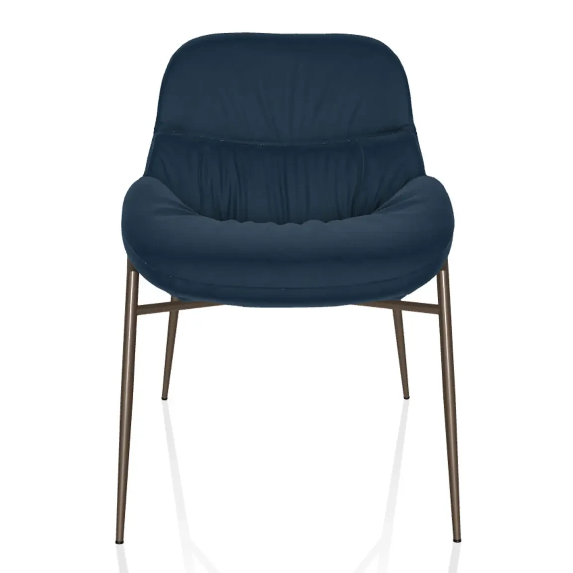 BLUE - Bontempi Casa Amelie Dining Chair in Prussian Blue Bouquet Fabric with Dark Brass Frame, front view