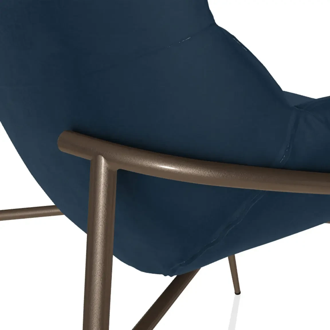 BLUE || Closeup - Bontempi Casa Amelie Dining Chair in Prussian Blue Bouquet Fabric with Dark Brass Frame, close-up side angle view