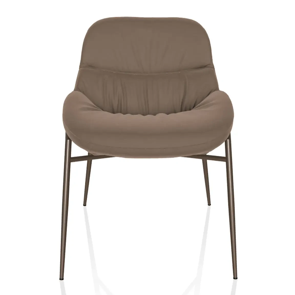 CHESTNUT - Bontempi Casa Amelie Dining Chair in Chestnut Bouquet Fabric with Dark Brass Frame, front view.