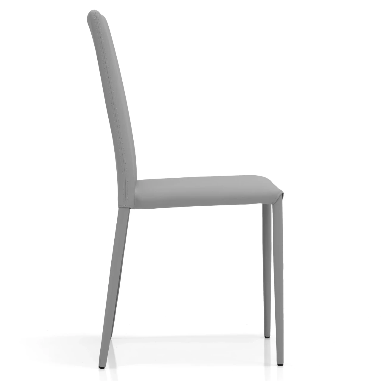 LIGHT GREY ECOPELLE - Bontempi Casa Malik Flex Side Chair in Light Grey EcoPelle with Flexible Ergonomix Back, side view profile