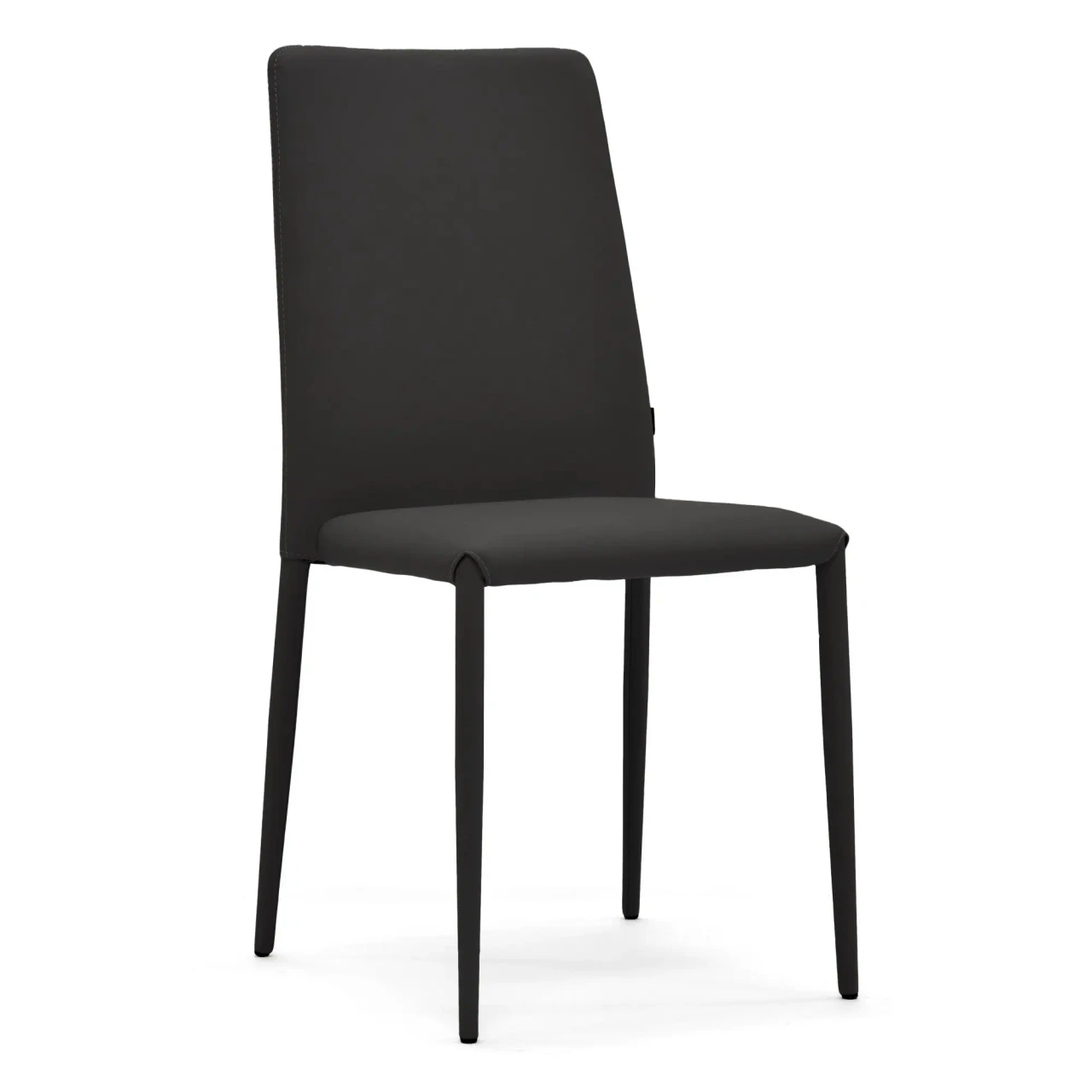 ANTHRACITE ECOPELLE - Bontempi Casa Malik Flex Side Chair in Anthracite EcoPelle with Flexible Ergonomix Back, 3/4 view angle