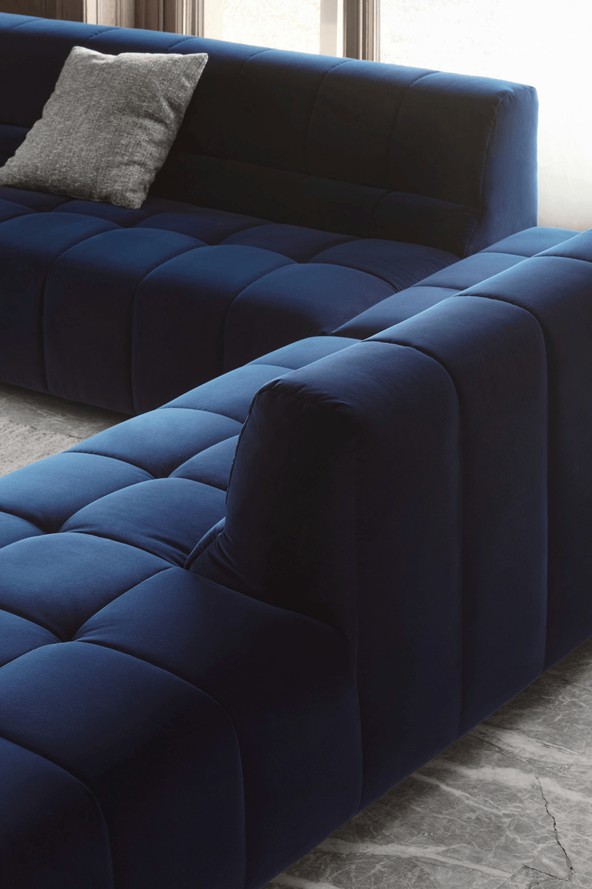 Cubo Sectional - Navy Velvet