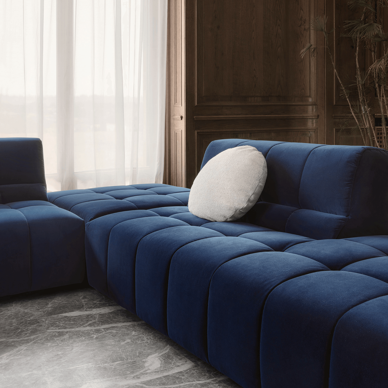 Cubo Sectional - Navy Velvet
