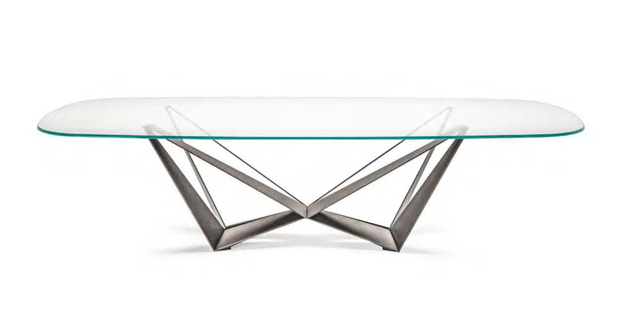 EXTRA CLEAR/GREY - Shown here in the Extra Clear glass top with Brushed Grey metal base