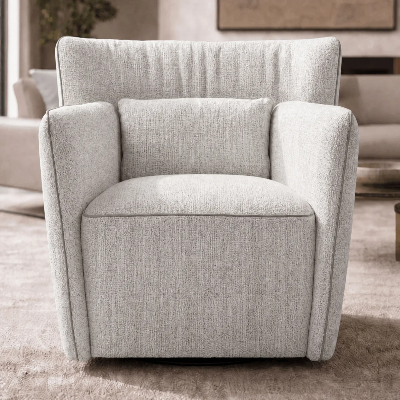 Tulip Swivel Chair - Cream/Mushroom