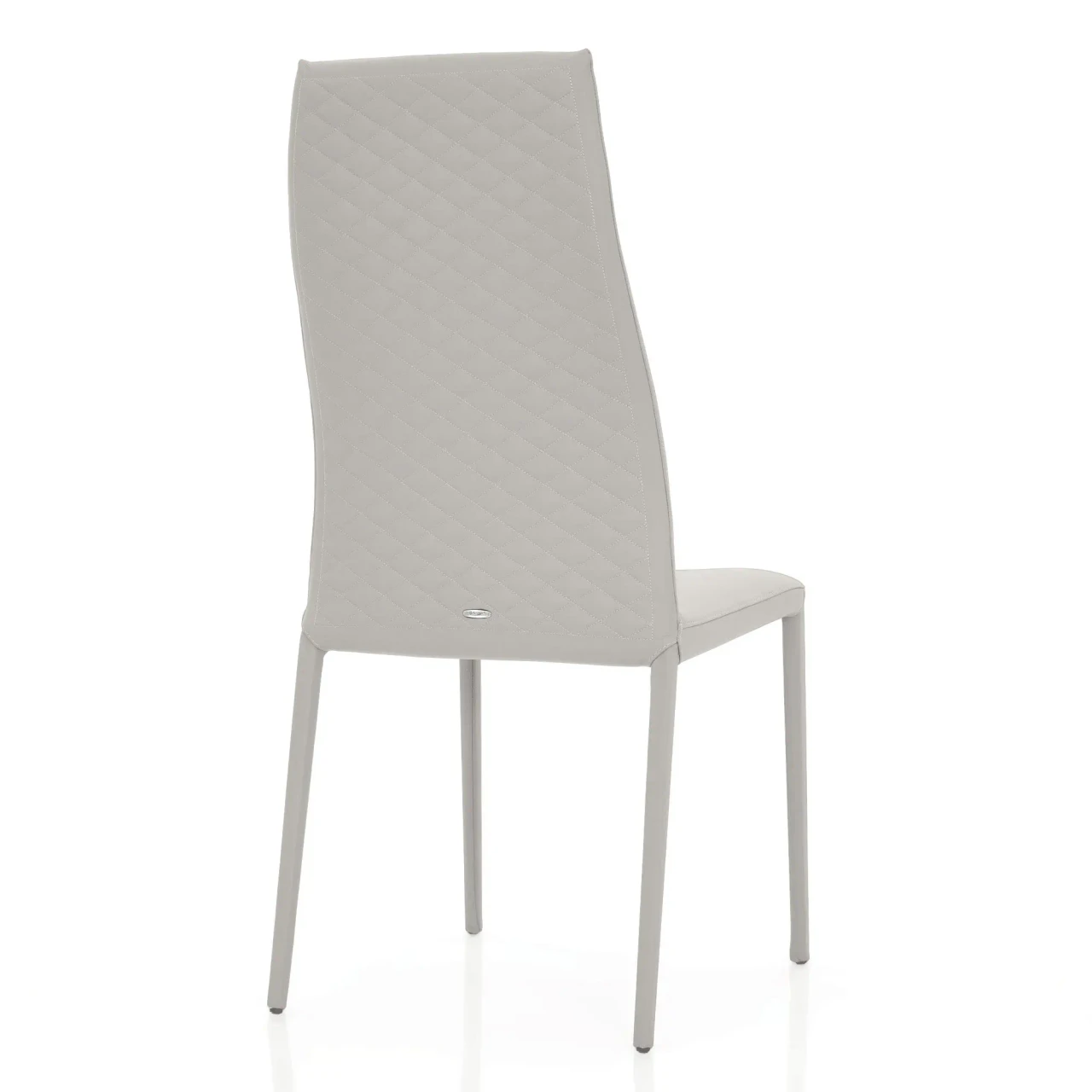 CANOVA - Cattelan Norma Couture High Back Side Chair in Canova Soft Leather 972 with diamond tufted back, rear view.