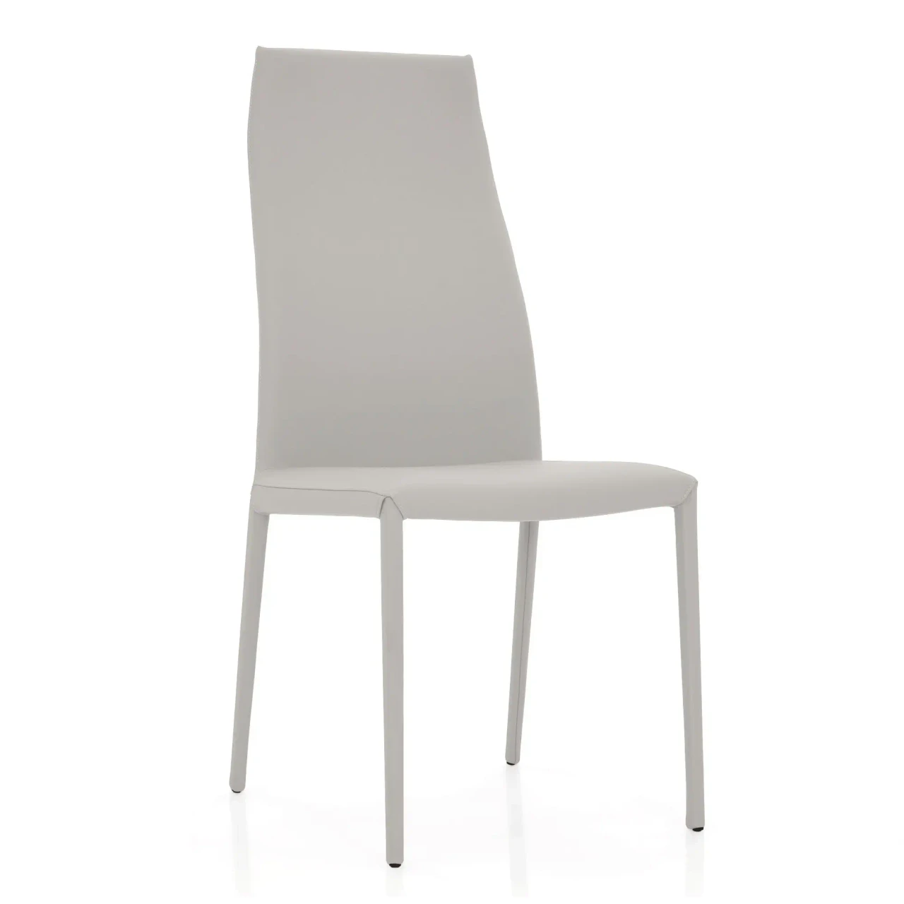 CANOVA - Cattelan Norma Couture High Back Side Chair in Canova Soft Leather 972, modern style, three-quarter view.
