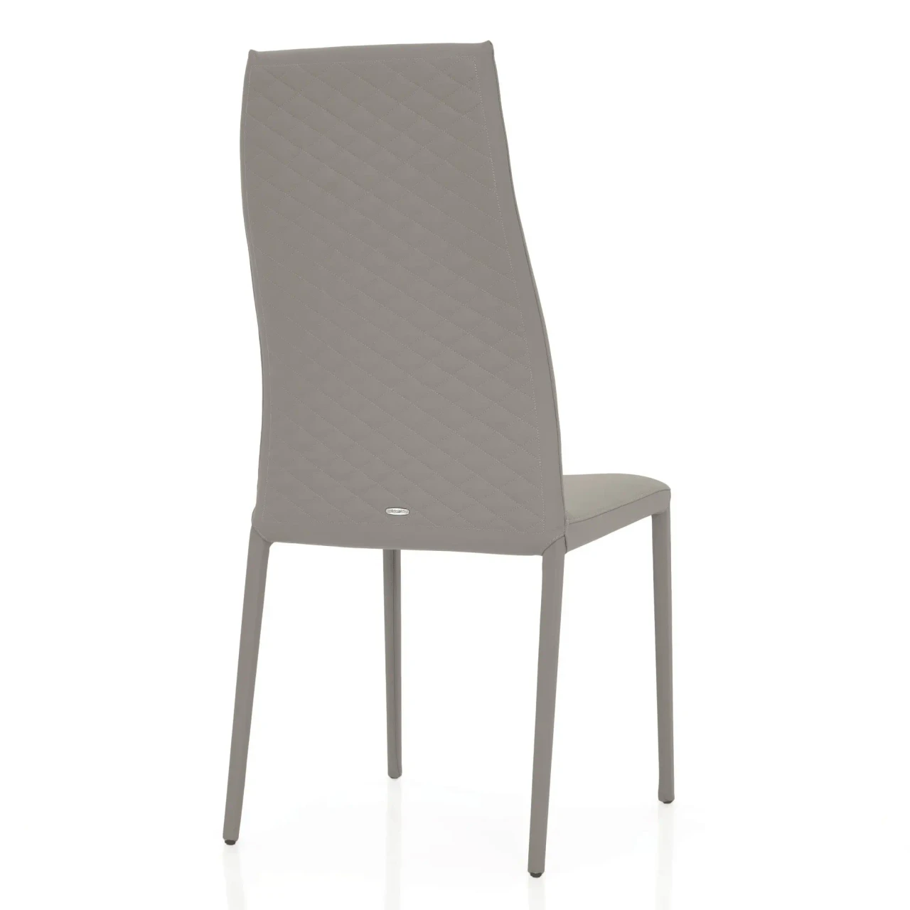DAKOTA - Cattelan Norma Couture High Back Side Chair in Dakota Soft Leather 938, diamond tufted outside back, rear view.
