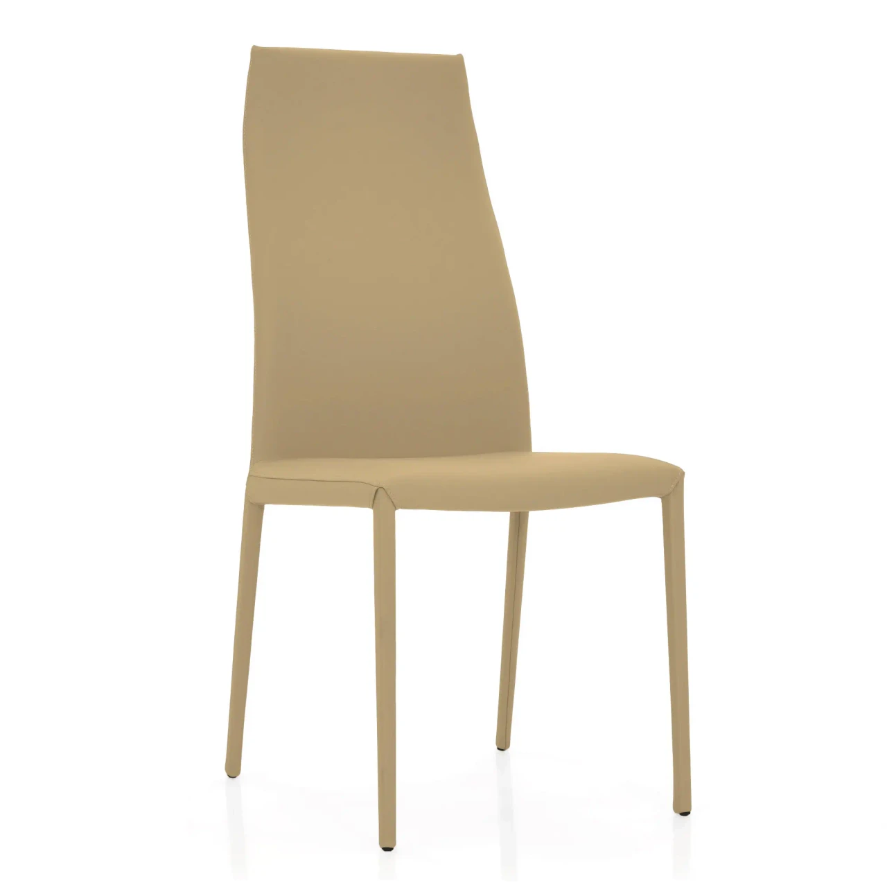 SAFARI - Cattelan Norma Couture High Back Side Chair in Safari Soft Leather 945, modern style, side view.