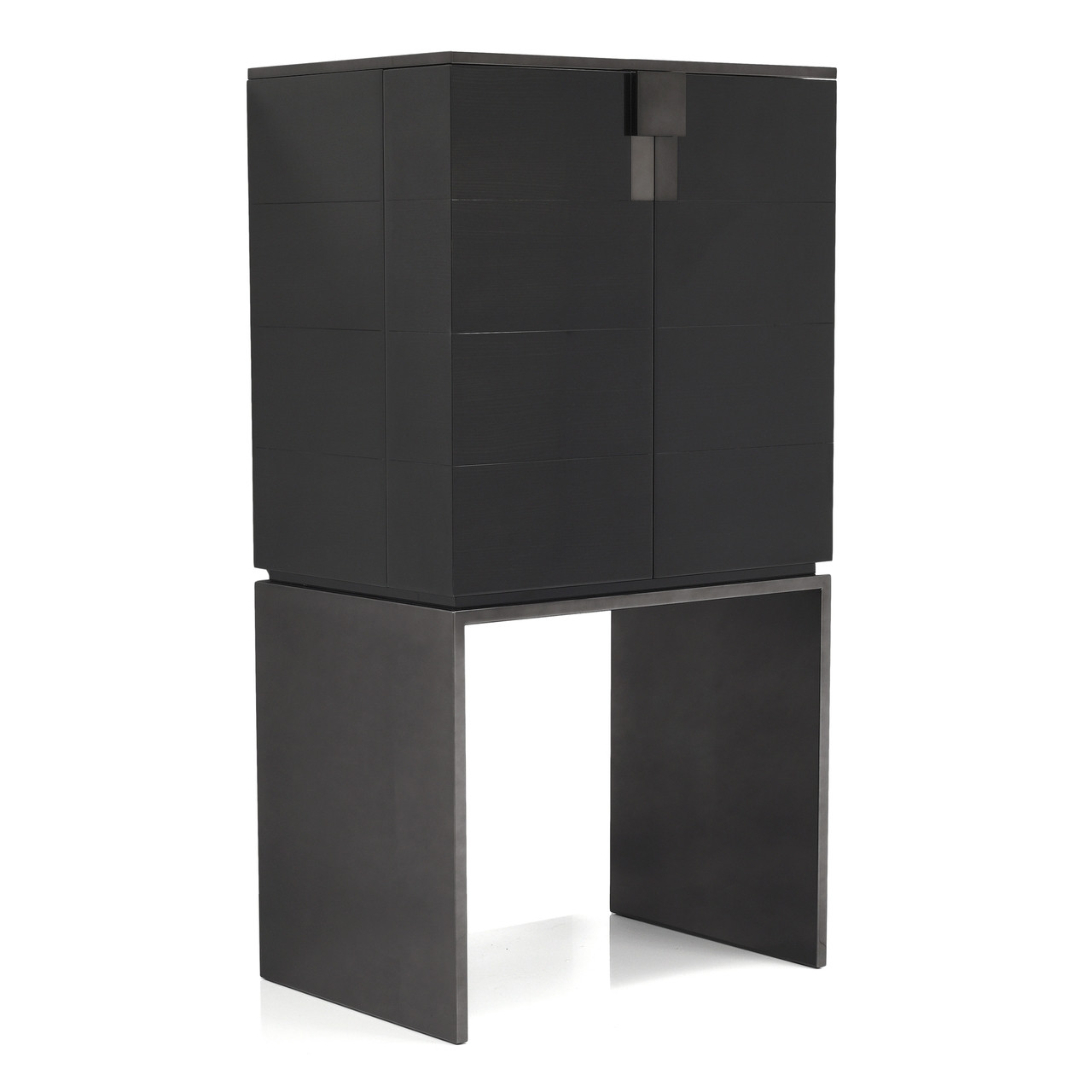 Black & More Bar Cabinet Front Angled View