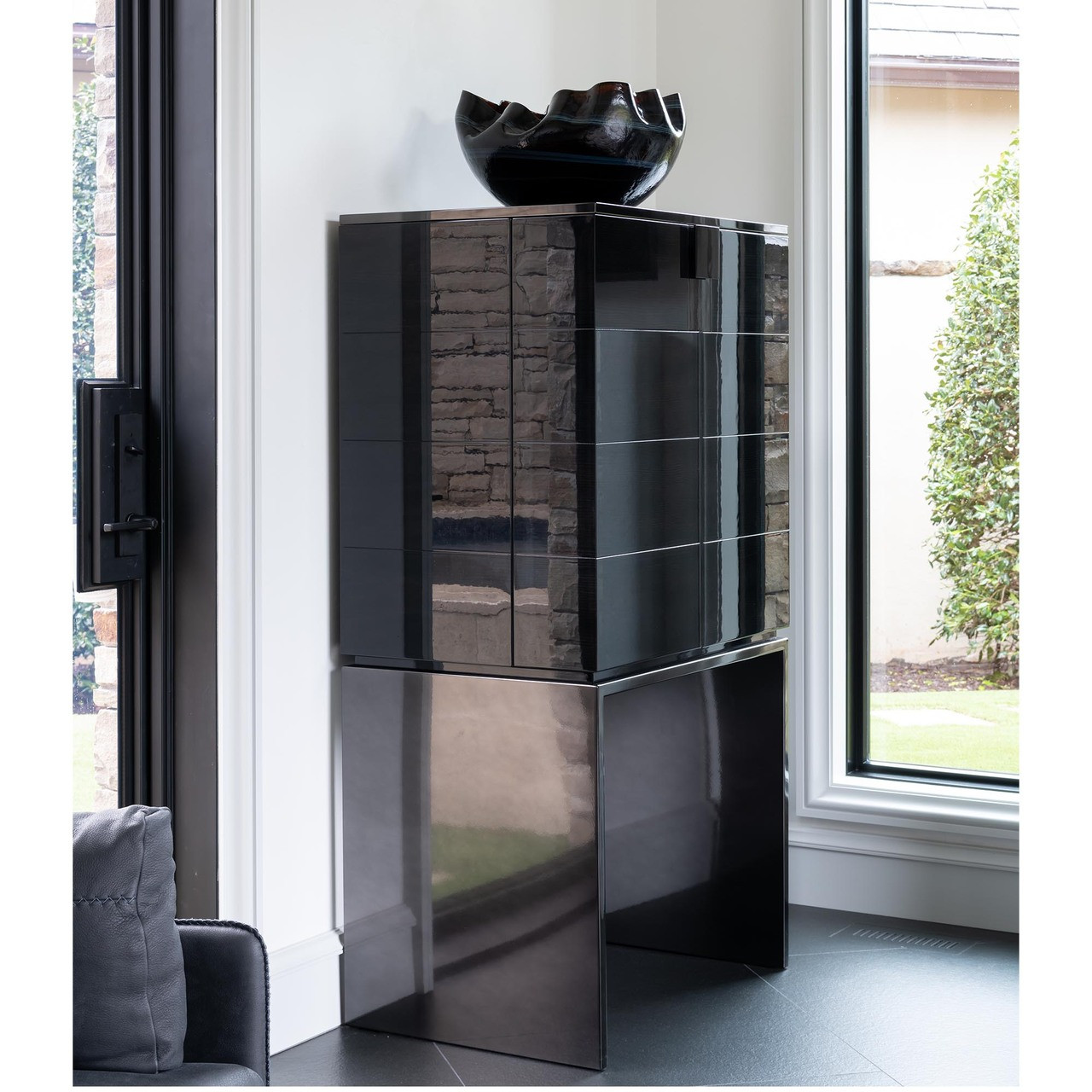 Black & More Bar Cabinet Shown in a Dining Room Setting