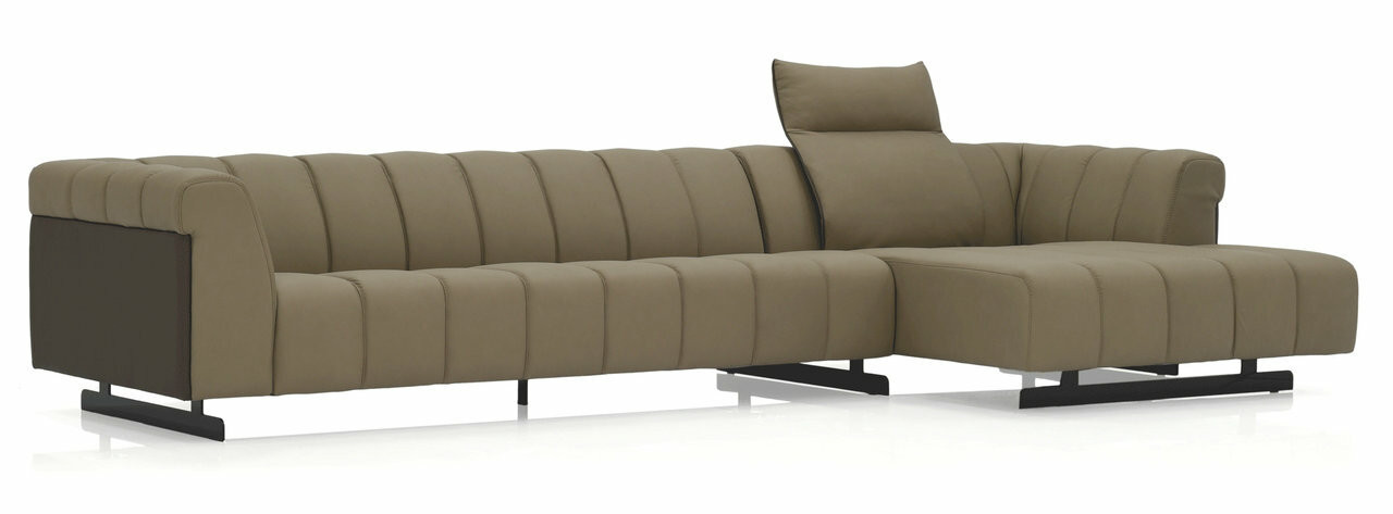 Nautilus Sectional - Khaki Leather