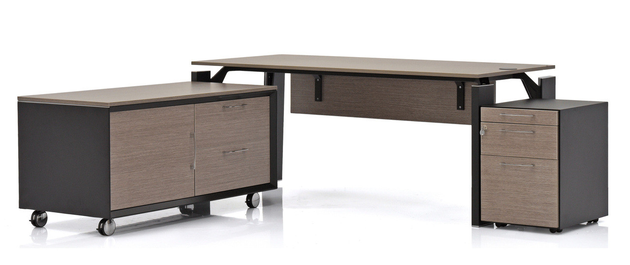 X19 Desk w/ Modesty Panel - Grey Oak 71 In - Cantoni