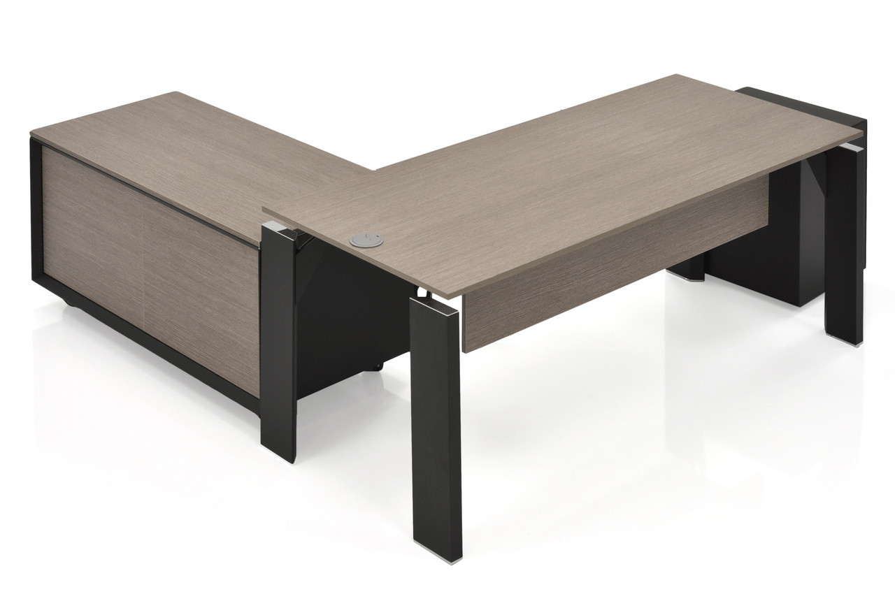 X19 Desk w/ Modesty Panel - Grey Oak 71 In - Cantoni