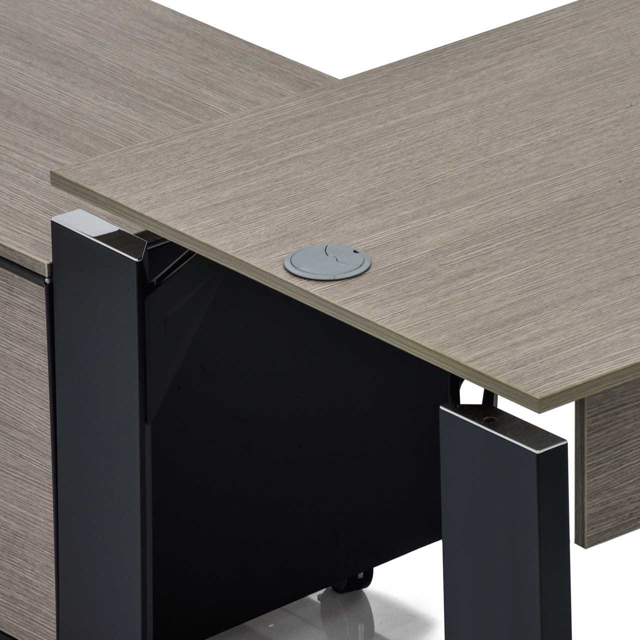X19 Desk w/ Modesty Panel - Grey Oak 71 In - Cantoni