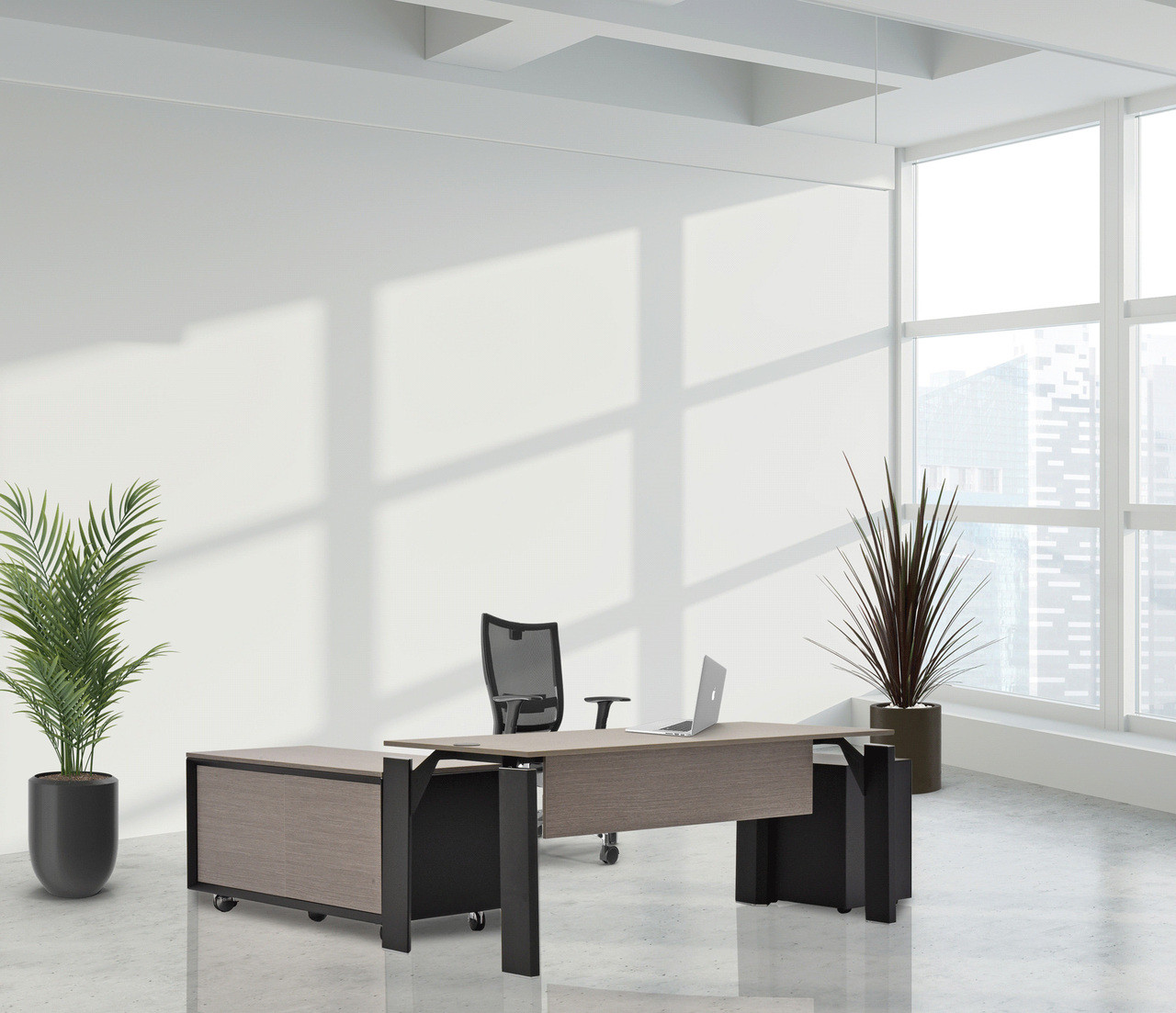 Plana Executive Desk w/Fixed Pedestal & Modesty Panel