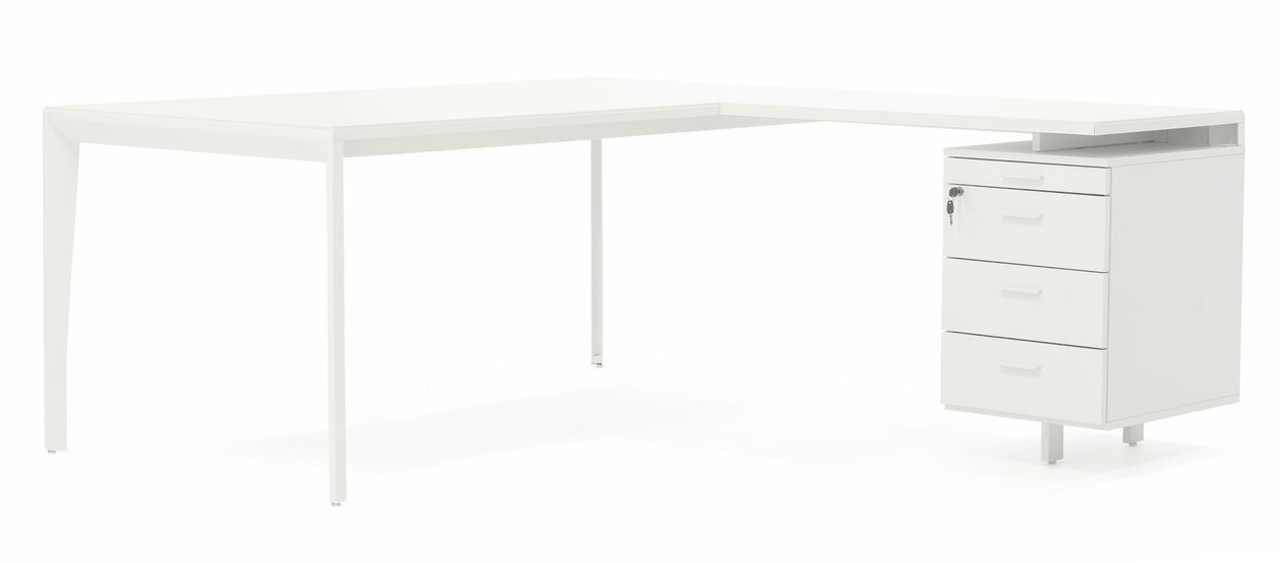 X5 Desk With Return And Drawers - White