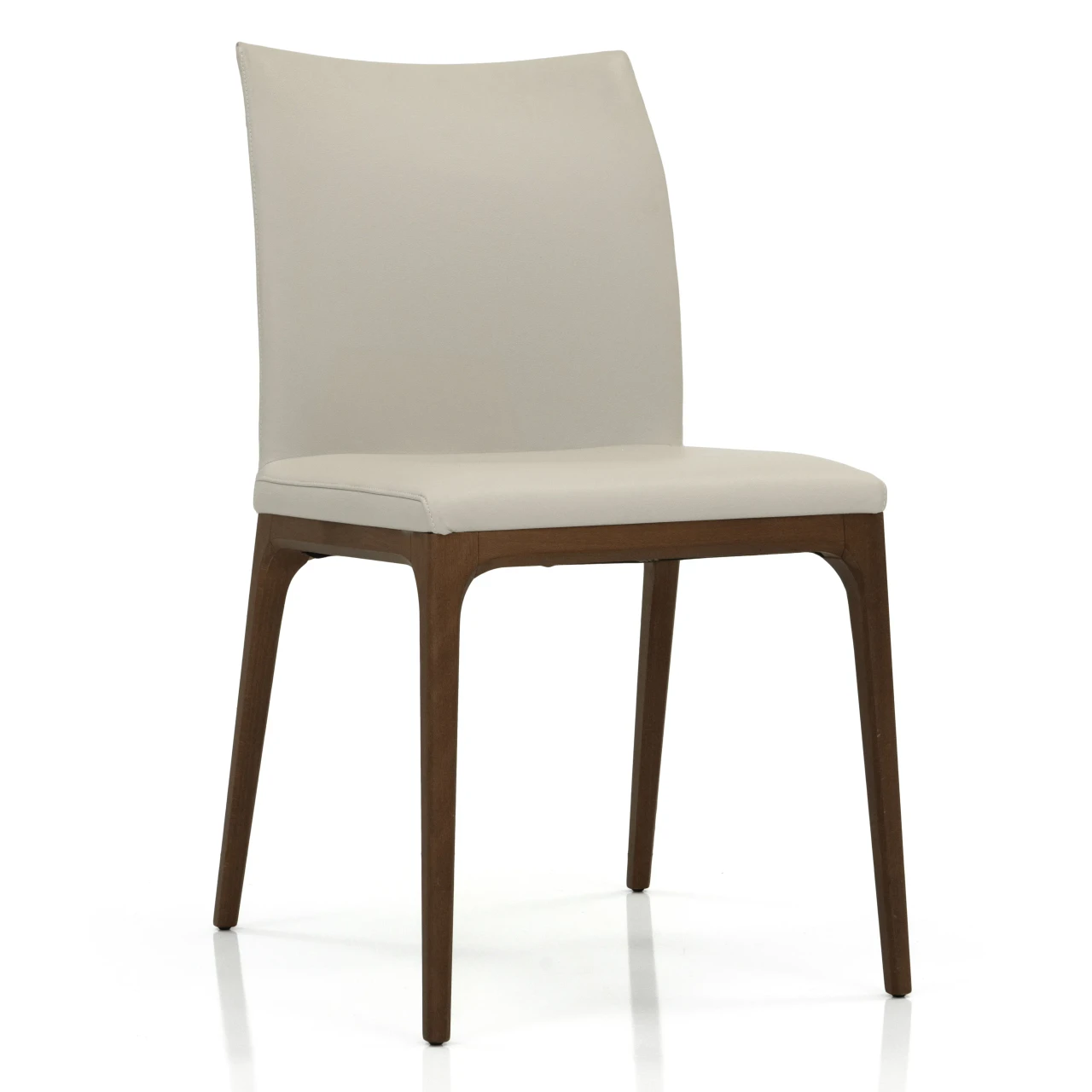 LINO - Cattelan Arcadia Side Chair, modern style, Lino Soft Leather 948 and Walnut Stained Beech Frame, 3/4 front view