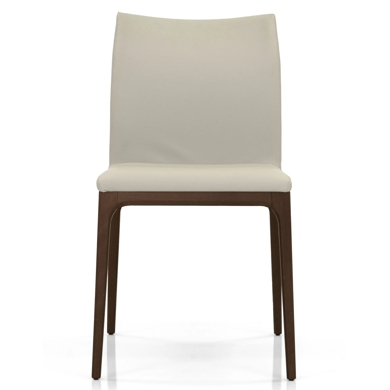 LINO - Cattelan Arcadia Side Chair in Lino Soft Leather 948 with Walnut Stained Beech Frame, front view.