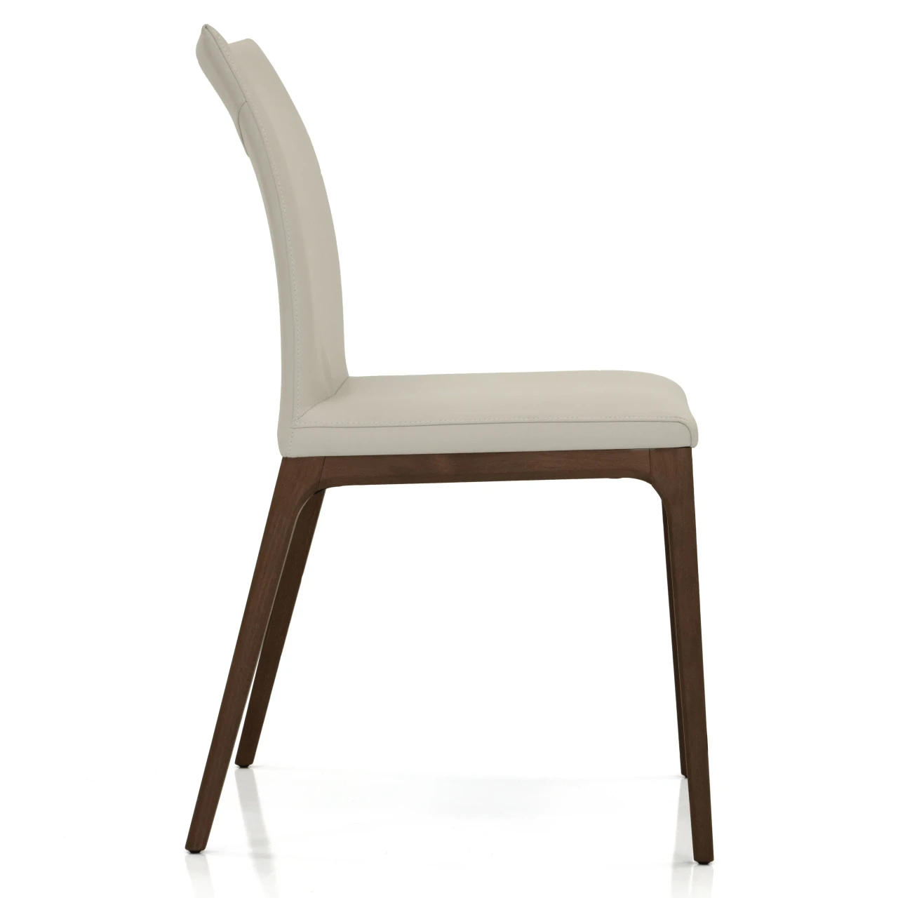 LINO - Cattelan Arcadia Side Chair, modern style, Lino Soft Leather 948 and Walnut Stained Beech Frame, side view.