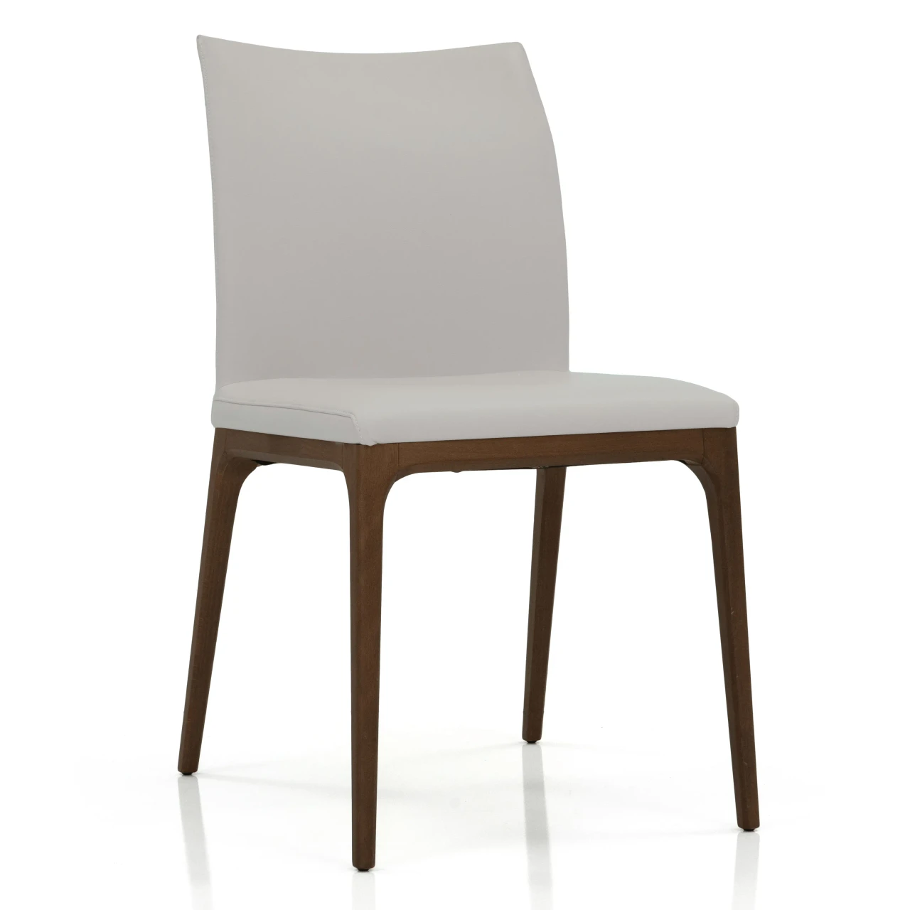 CANOVA - Cattelan Arcadia Side Chair in Canova Soft Leather with Walnut Stained Beech Frame, front three-quarter view.