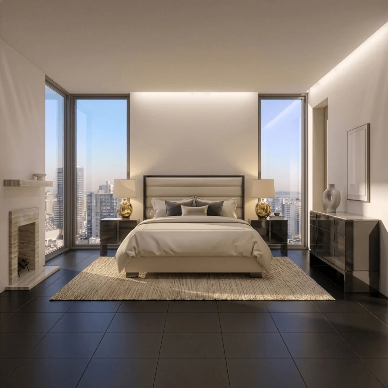 Black & More Bed - Ivory Leather