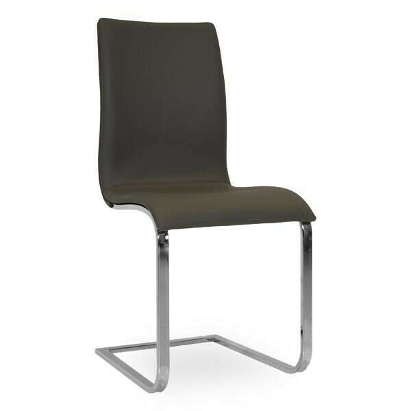GREY LEATHER - Toro Side Chair Front Angled View