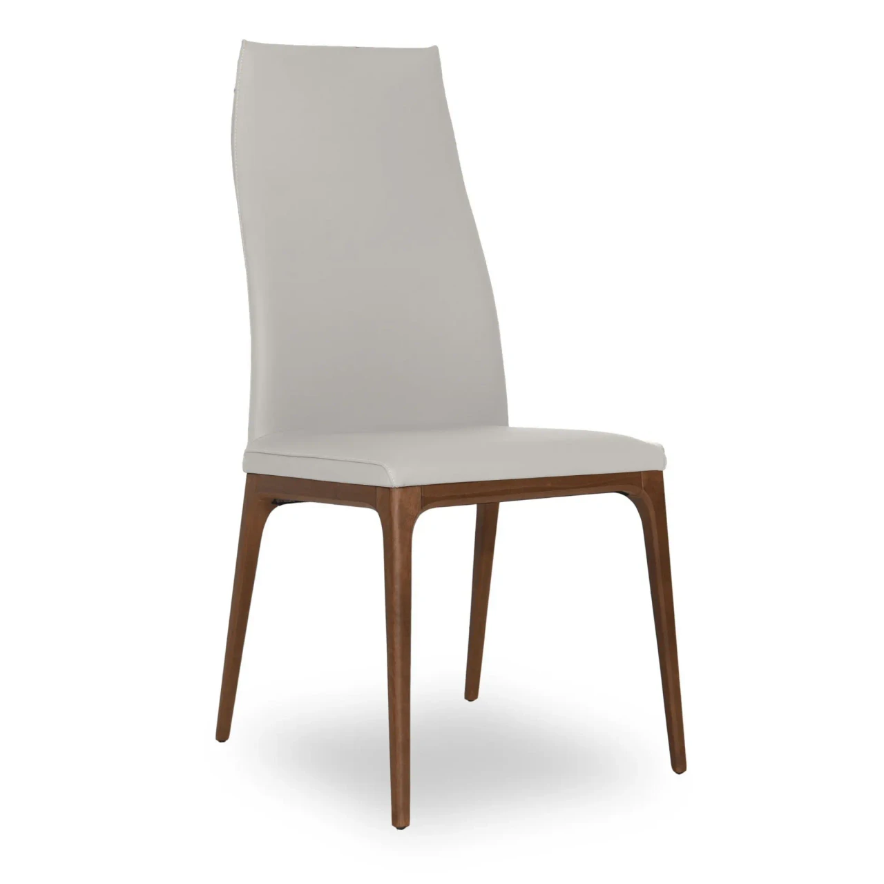 CANOVA || WALNUT - Cattelan Arcadia High Back Side Chair, Canova Soft Leather 972, Walnut Stained Beech Frame, 3/4 angle view