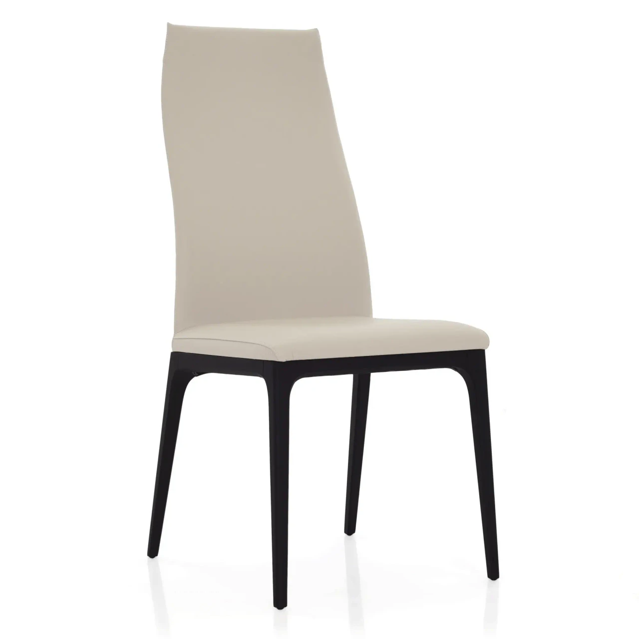 LINO || MATTE BLACK - Cattelan Arcadia High Back Chair in Lino Soft Leather with Matt Black Stained Beech Frame, side view angle
