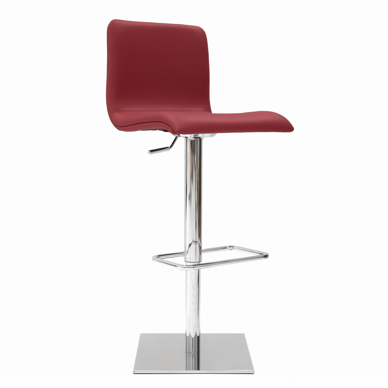 RED LEATHER - Toro Bar Stool Front Angled View