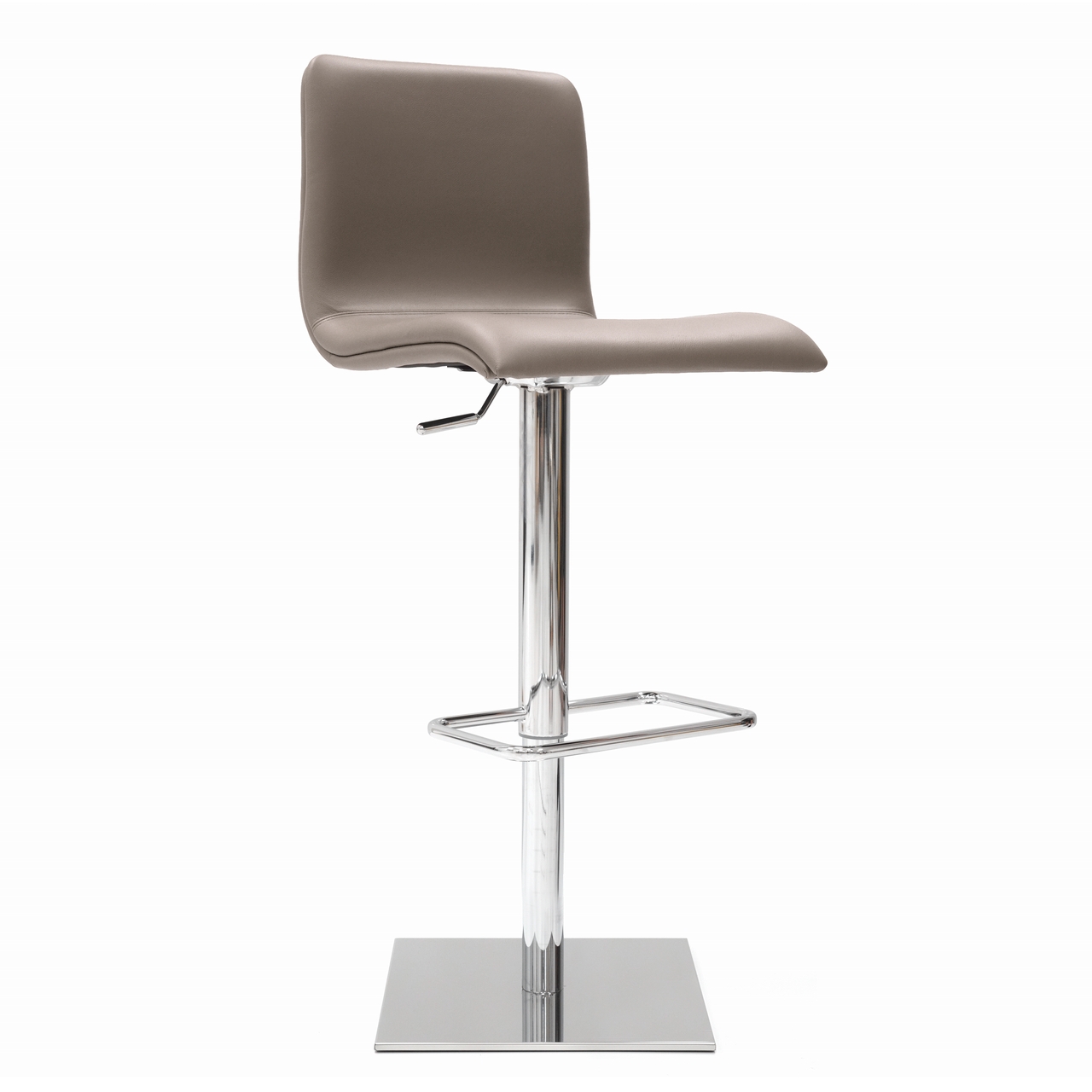 TAUPE LEATHER - Toro Bar Stool Front Angled View