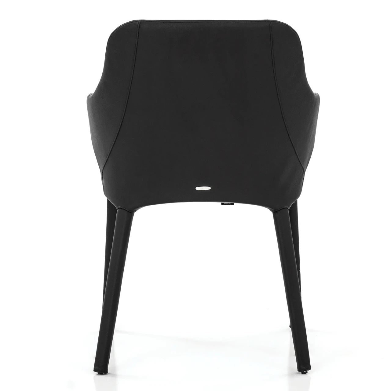 NERO - Cattelan Wanda Arm Chair in Nero Soft Leather, modern style, black leather, rear view showing backrest and legs.