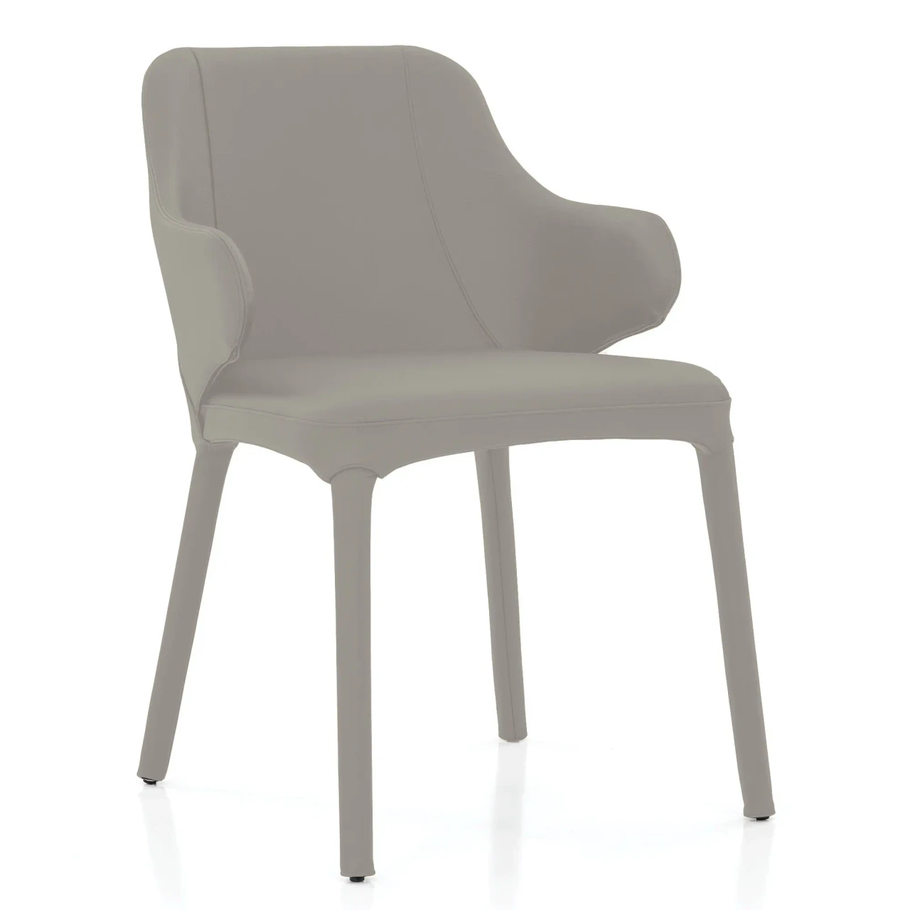 DAKOTA - Cattelan Wanda Arm Chair in grey Dakota Soft Leather, modern style with curved arms, three-quarter view.