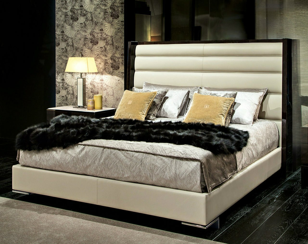 Black & More Bed Shown in the Ivory Leather