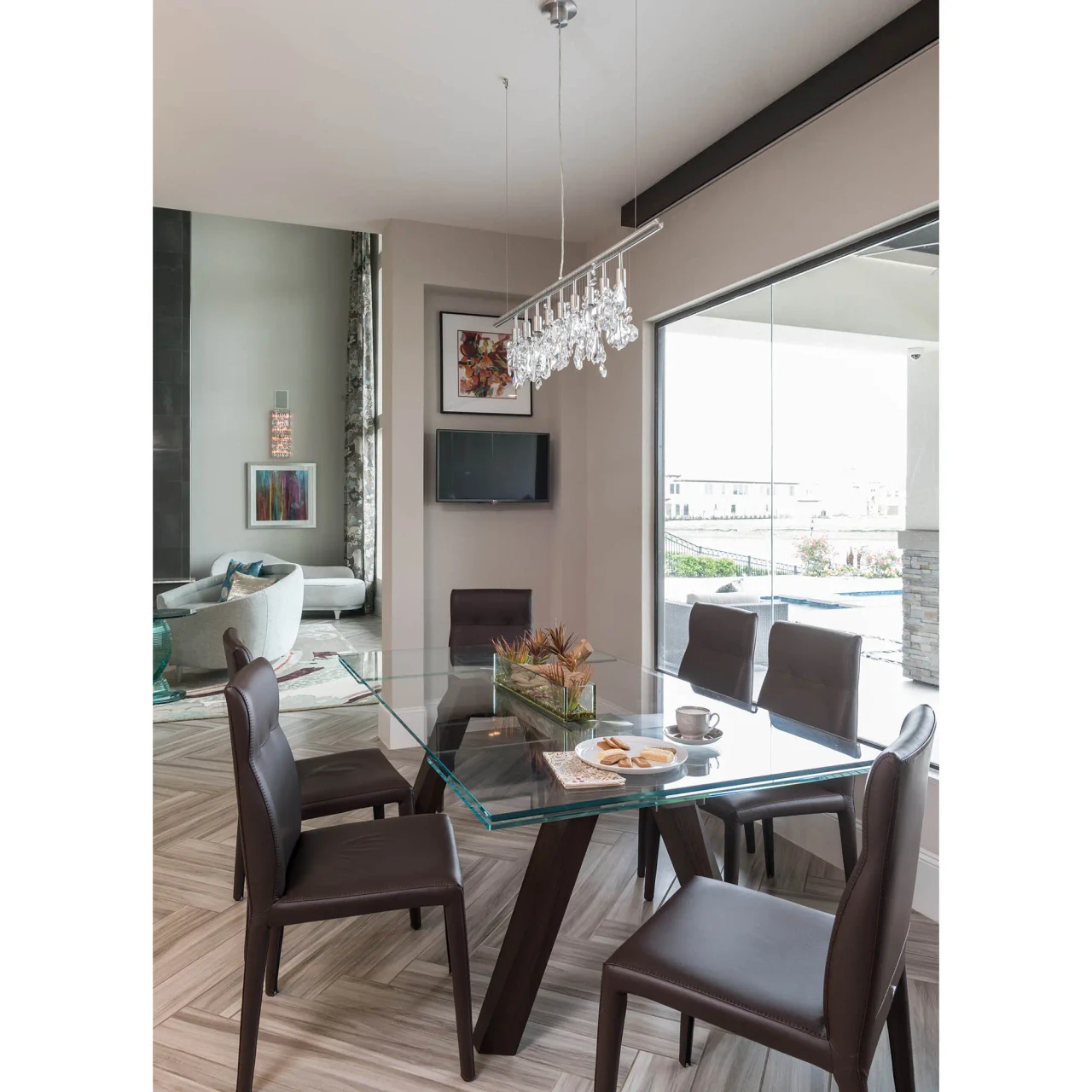 DARK BROWN LEATHER - Cattelan Agatha Flex Side Chair in Dark Brown Soft Leather, modern style, dining room setting, three-quarter angle view.