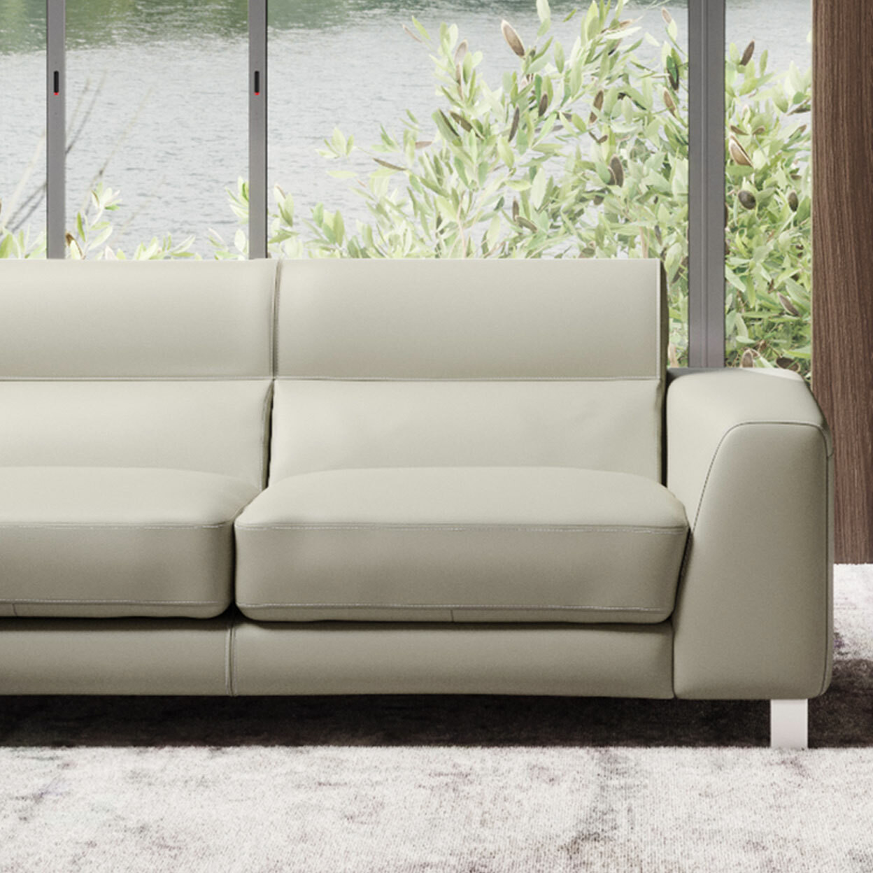 Lucano Sectional - Dove Grey Leather - Cantoni