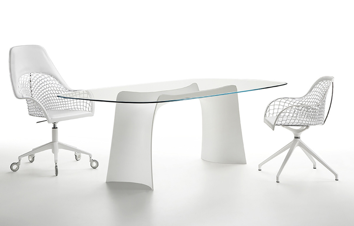 Guapa Swivel Office Chair Shown Paired with a Dining Table; Sold Separately