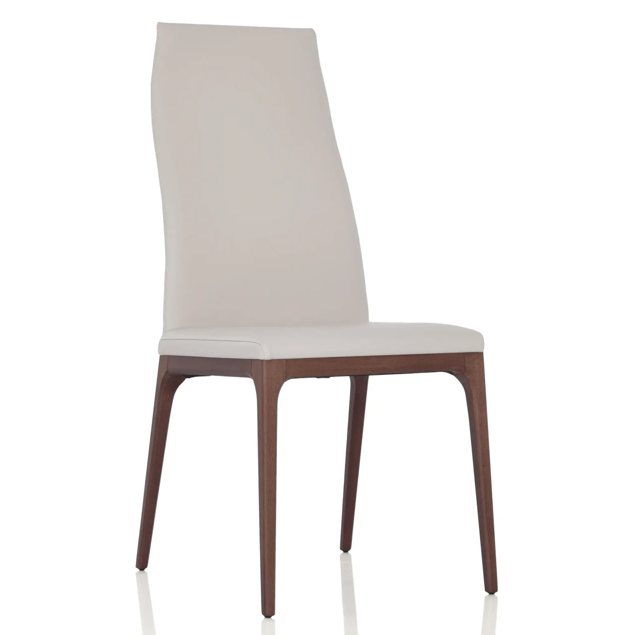 LINO - Cattelan Arcadia Couture High Back Side Chair, Lino Soft Leather 948, Walnut Stained Beech Frame, side view