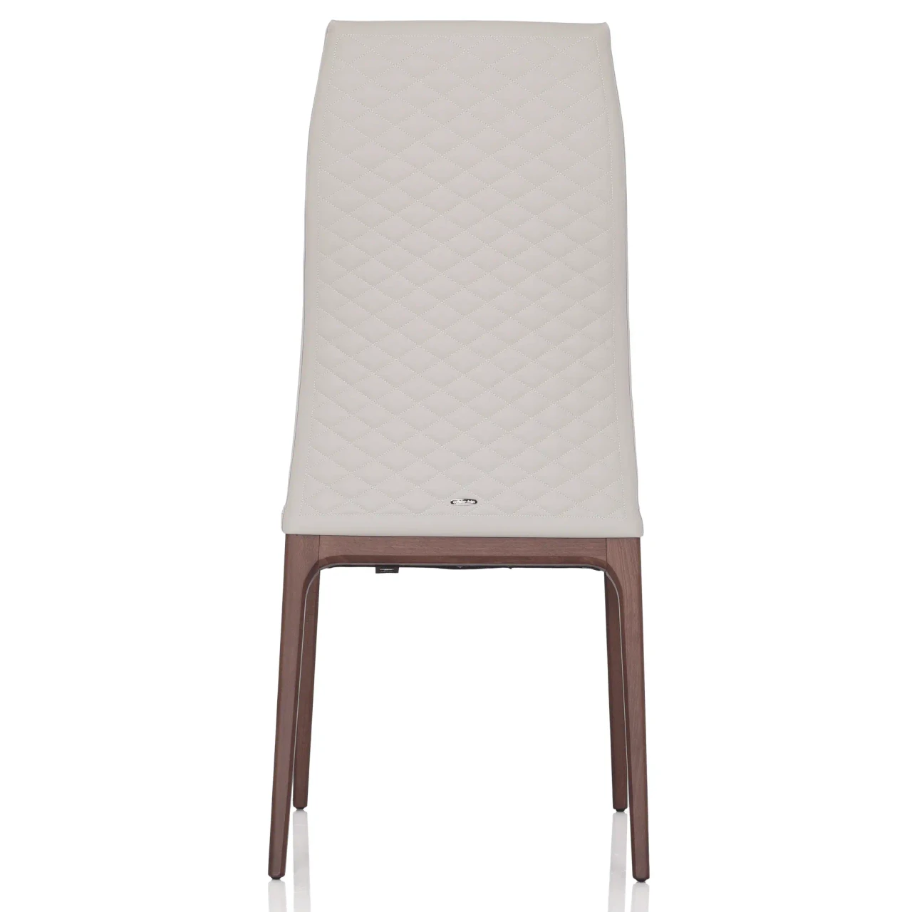 LINO - Cattelan Arcadia Couture High Back Side Chair, Lino Soft Leather 948, diamond tufted back, walnut stained beech frame, rear