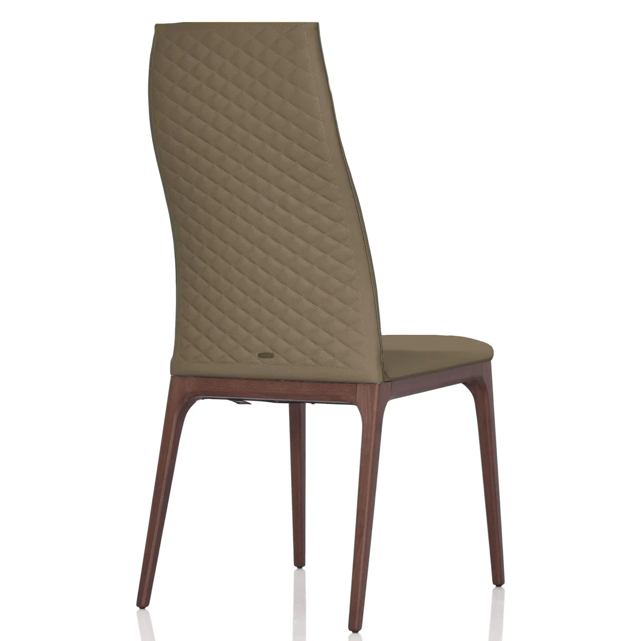 FANGO - Cattelan Arcadia Couture High Back Side Chair, Fango soft leather, diamond tufted back, walnut stained beech frame, rear view
