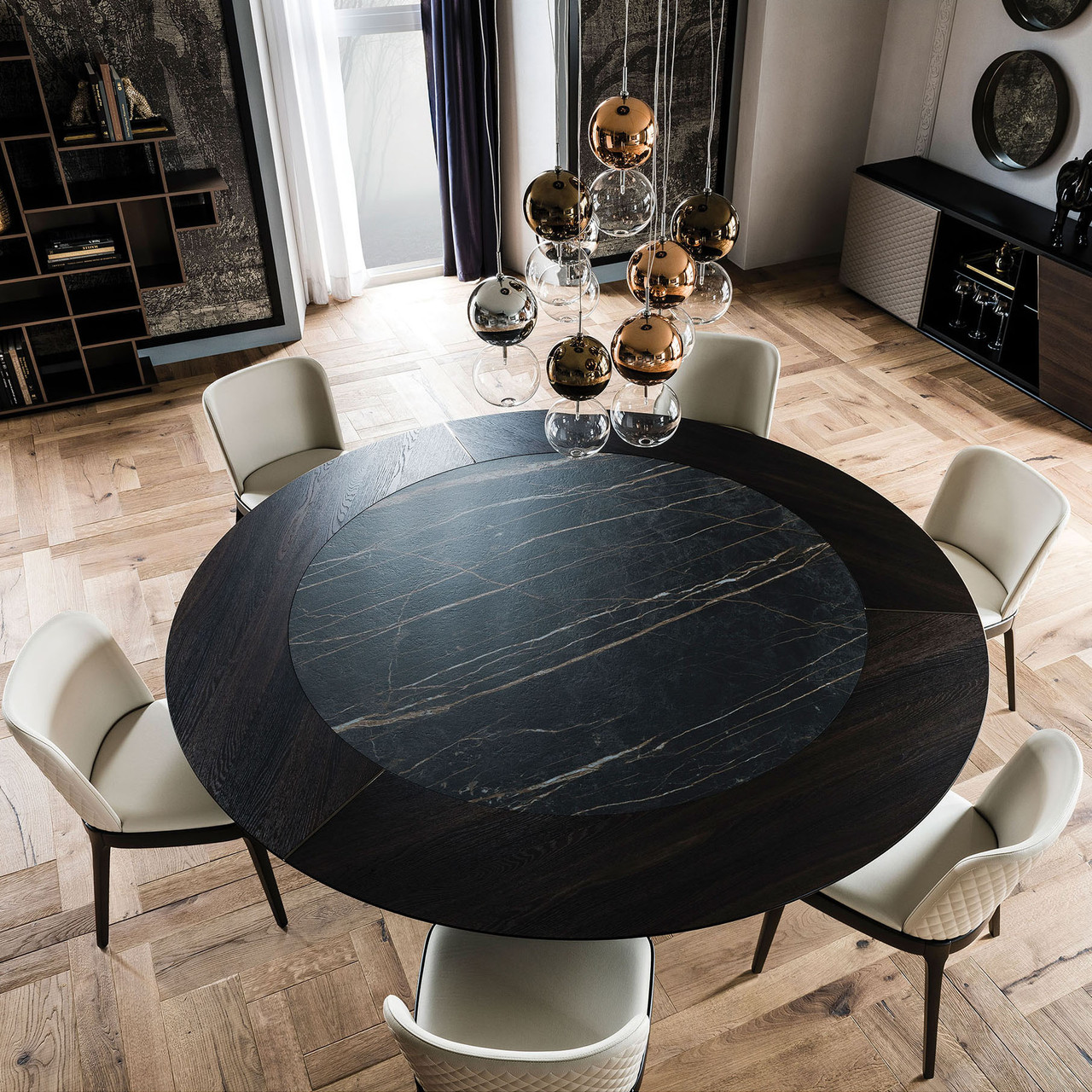 Skorpio Ker/Wood Round Dining Table
