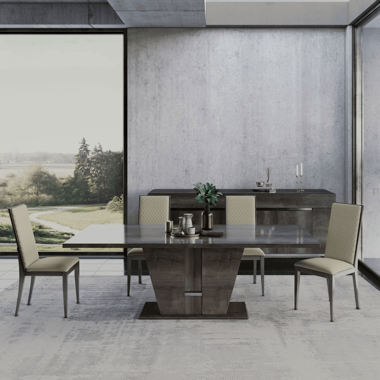 Medea Luxury Side Chair Shown in a Dining Room Setting