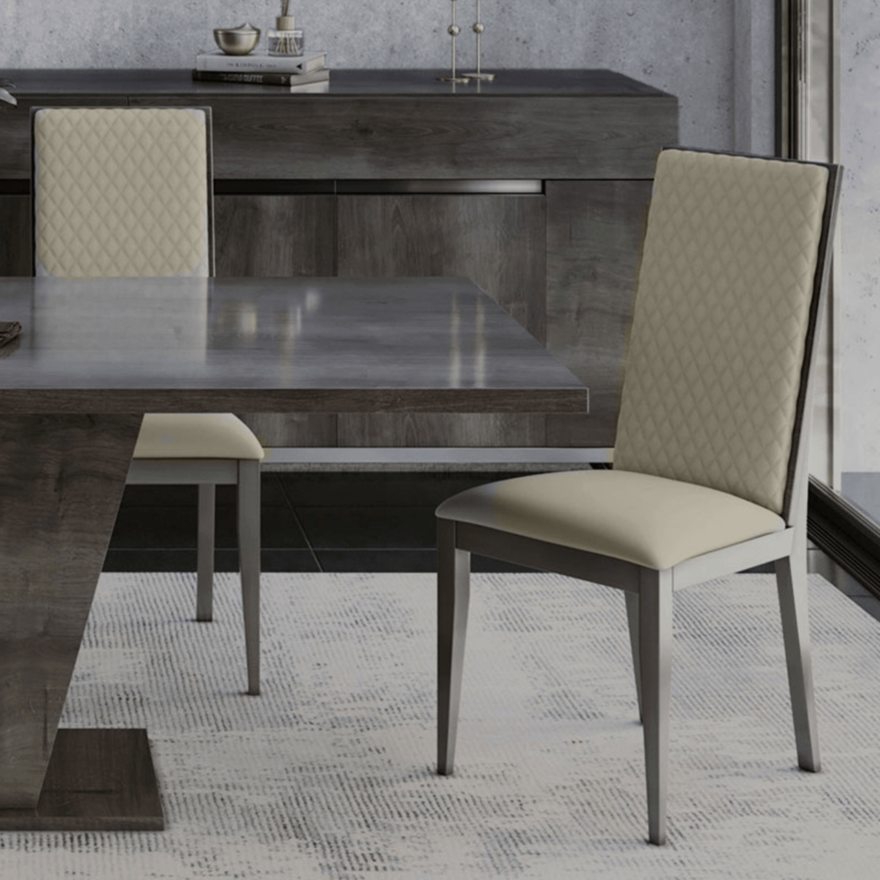 Medea Luxury Side Chair Shown in a Dining Room Setting
