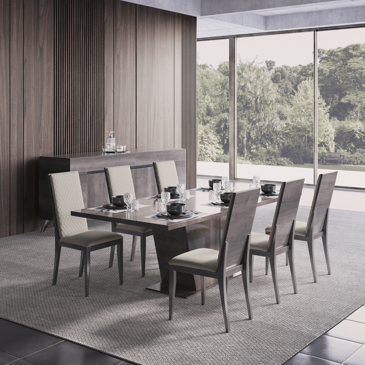 Medea Luxury Side Chair Shown in a Dining Room Setting