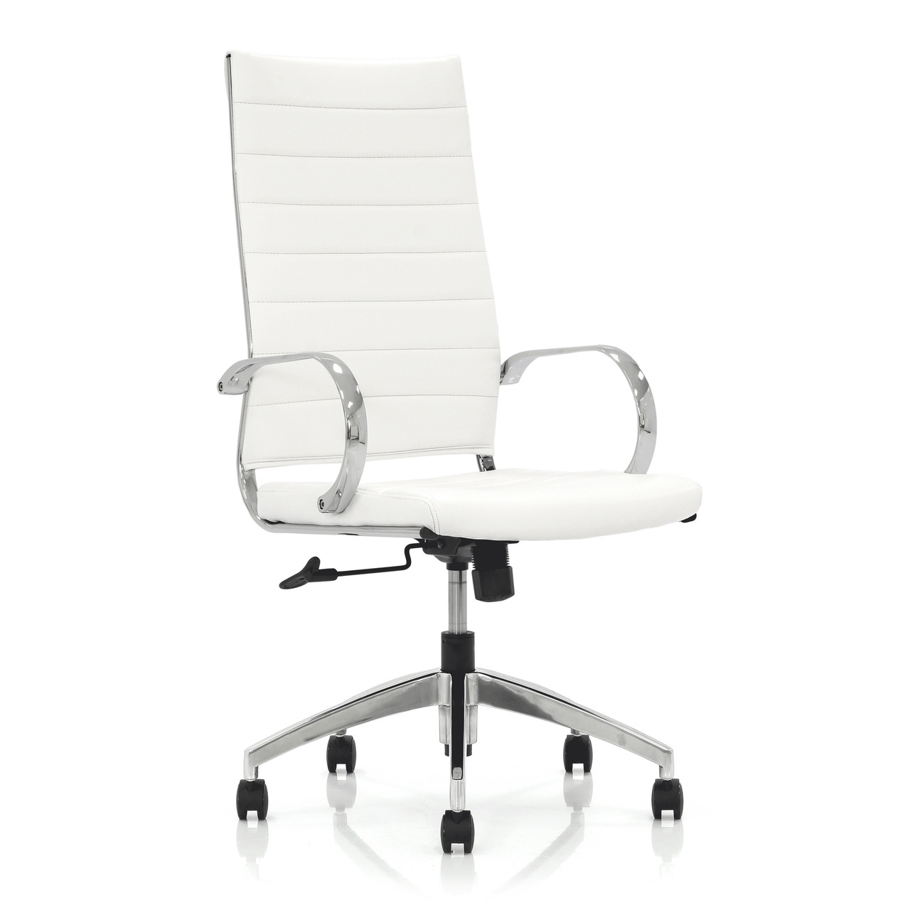 WHITE ECOPELLE - White Orion Executive Chair Front Angled View