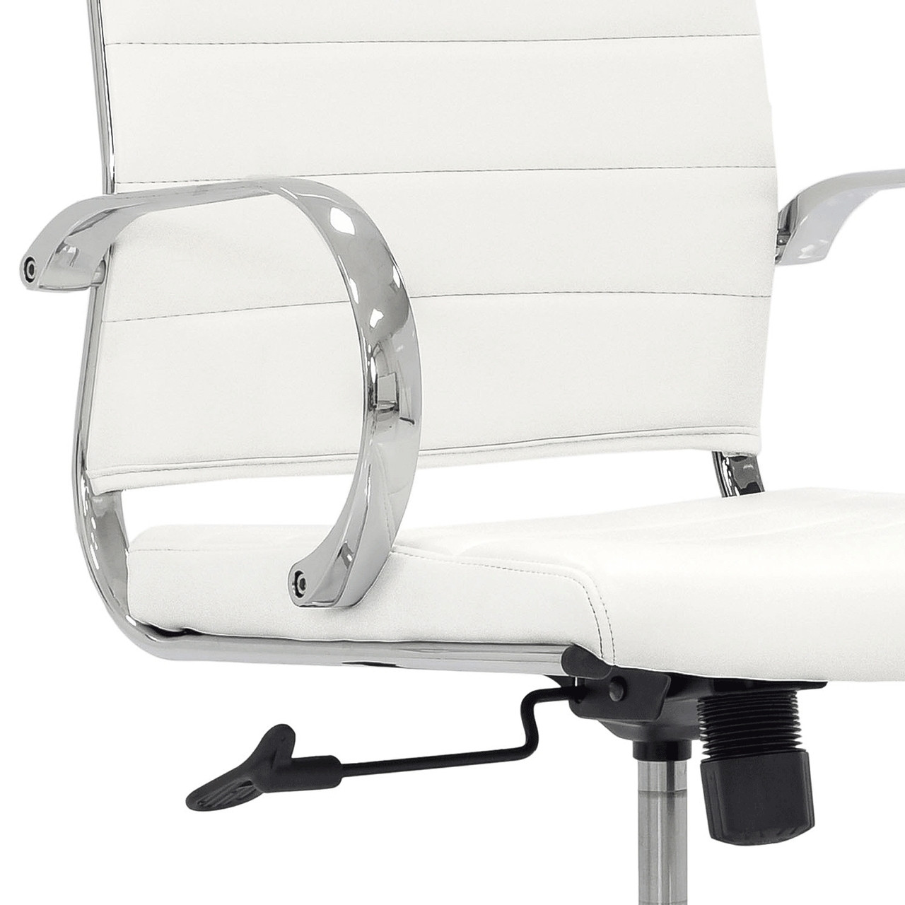 WHITE ECOPELLE - White Orion Executive Chair Aluminum Arm Detail